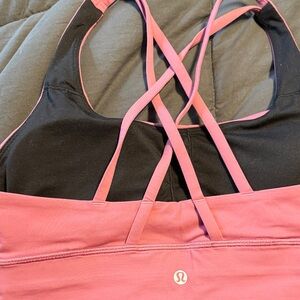 lululemon athletica Black and Pink Strappy Sports Bra. Size 10